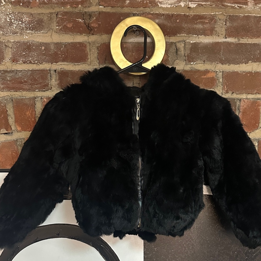 Luxurious Black Rabbit Fur Kids Jacket